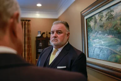 Joel hamner and lawyer tom mccutcheon plan a delivery truck crash claim against a major carrier.