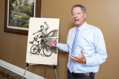 Lawyer tom mccutcheon details a bone fracture exhibit illustrating multiple break points and treatment steps.