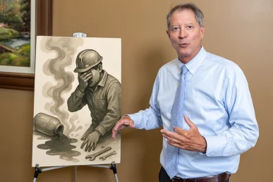 Lawyer tom mccutcheon explains a chemical exposure exhibit outlining hazardous material leaks and safety protocol breaches.