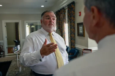 Tom mccutcheon and joel hamner strategize on a high stakes catastrophic injury lawsuit.