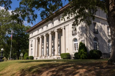 West side of the Florence Alabama courthouse showing architectural detail