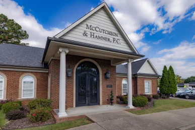 Building signage of McCutcheon and Hamner's Florence office for product liability services
