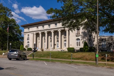 Historic Florence courthouse angled view.